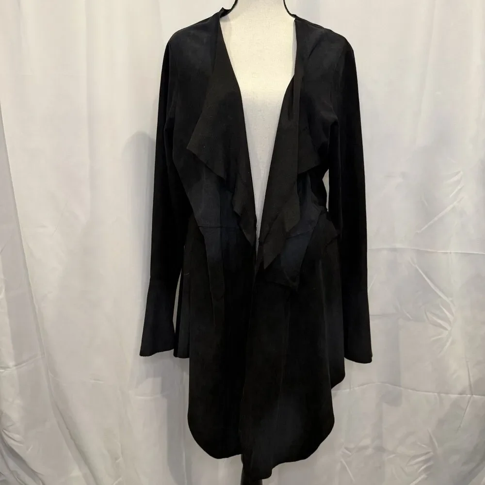 Goth Witchy Faux Suede Lace Up Corset Back Handkerchief Hem Jacket 1X